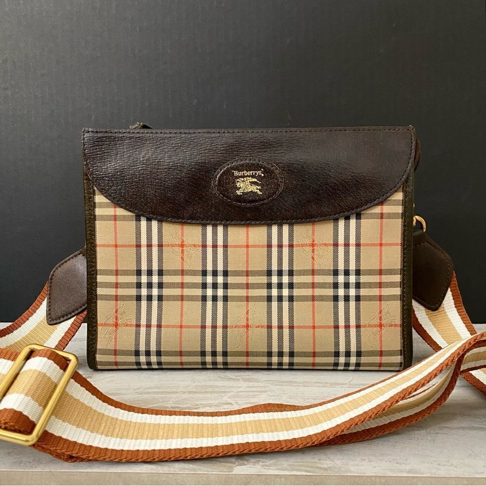 BURBERRYS Nova Check Canvas Leather Clutch/Crossbody